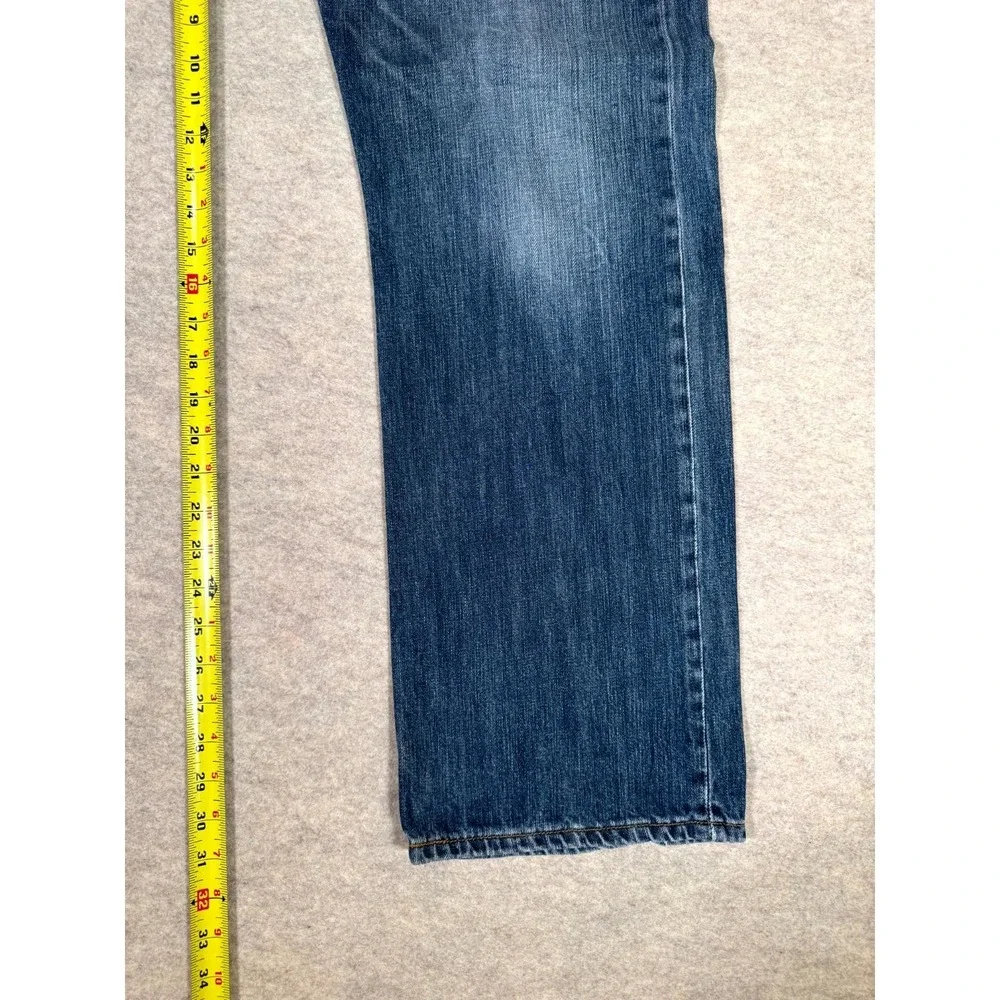 Levis 501‎ Straight Fit Jeans Mens 36x32 Blue Whiskering Denim Cotton Button Fly
